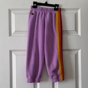 Aviator Nation Purple rainbow Stripe Sweatpants Size 2